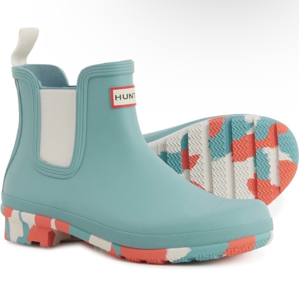 Hunter Women's Original Chelsea Color Splash Boot - Birdseye blue green 5 rain